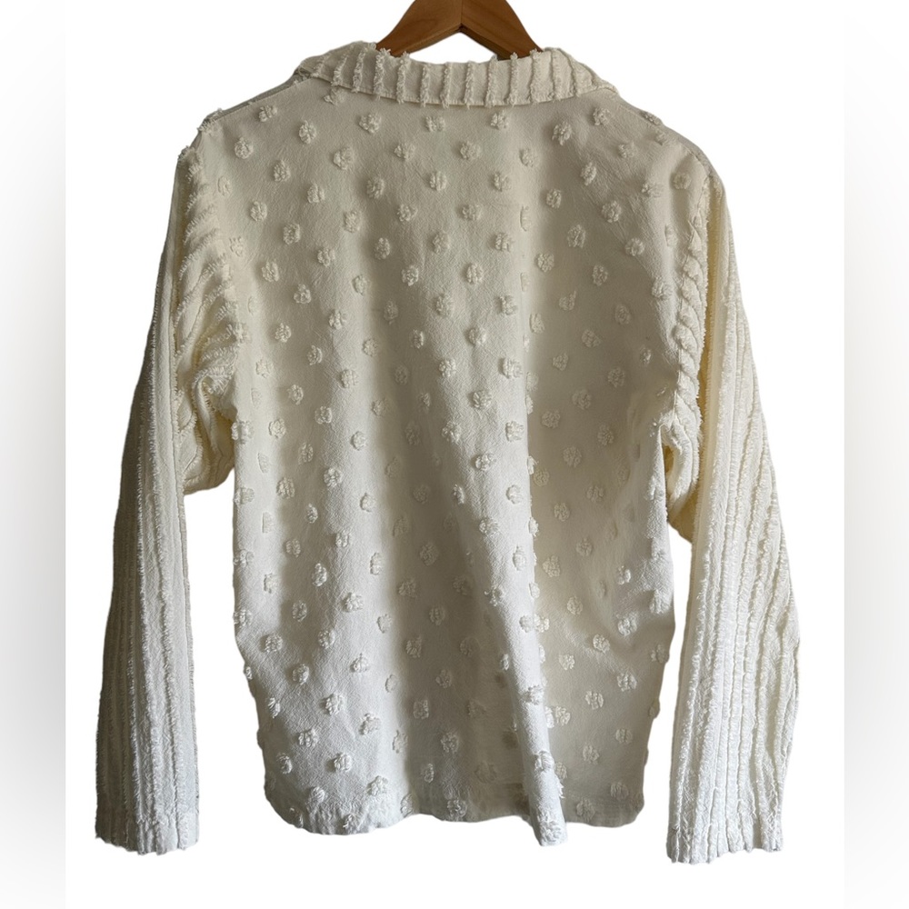Produce Company Textured Jacket Shacket White Button Down Size Large - Picture 3 of 6